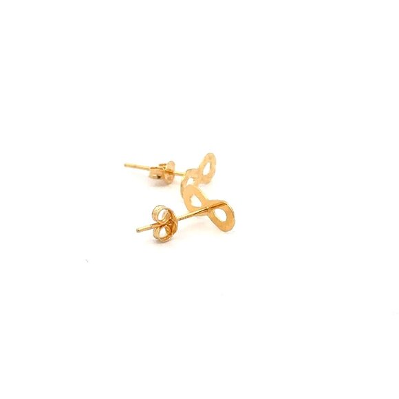 18K Gold Earrings Stud Infinity Very Tiny 0.44 grams - Picture 6 of 9
